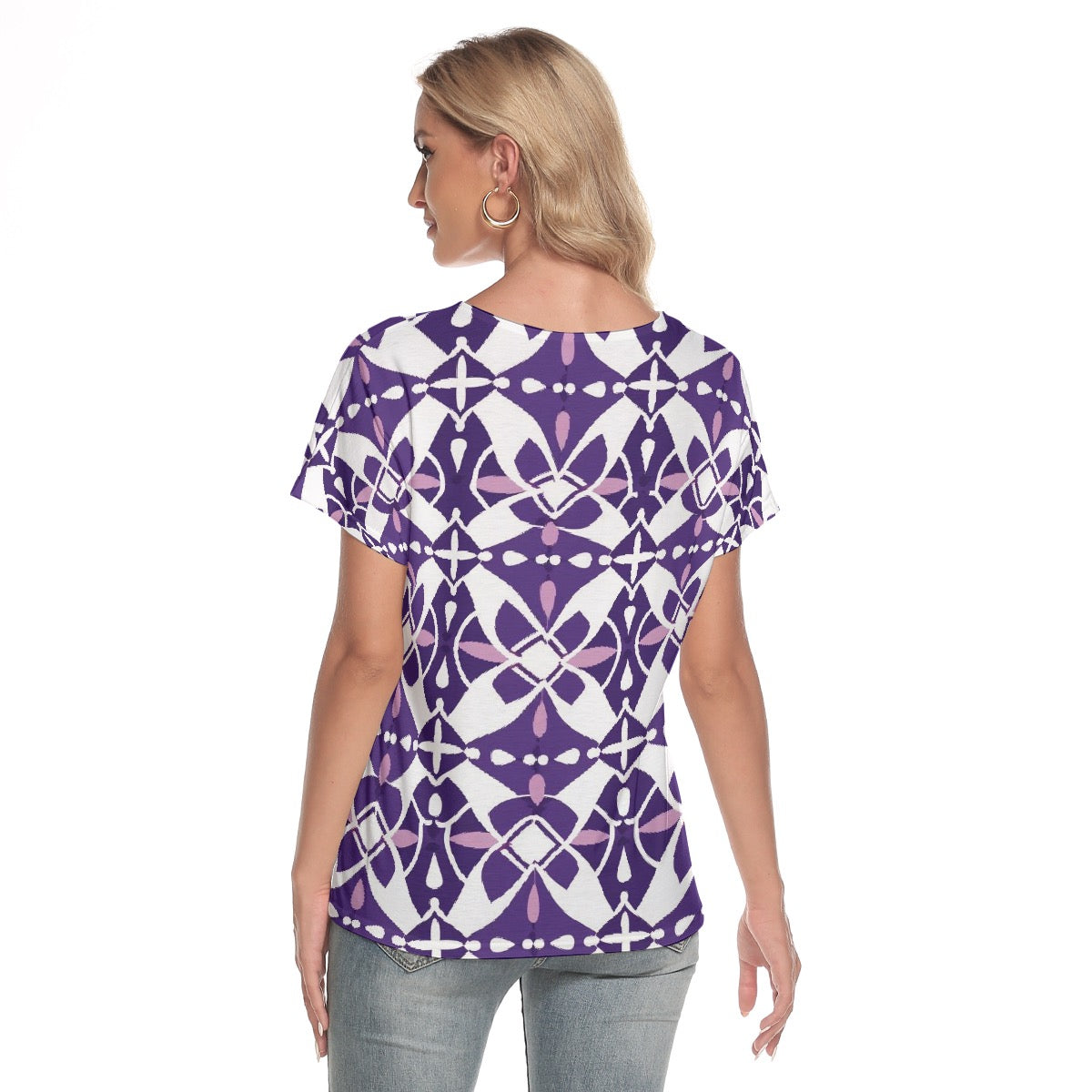 All-Over Print Women's Loose V-neck Short Sleeve T-shirt