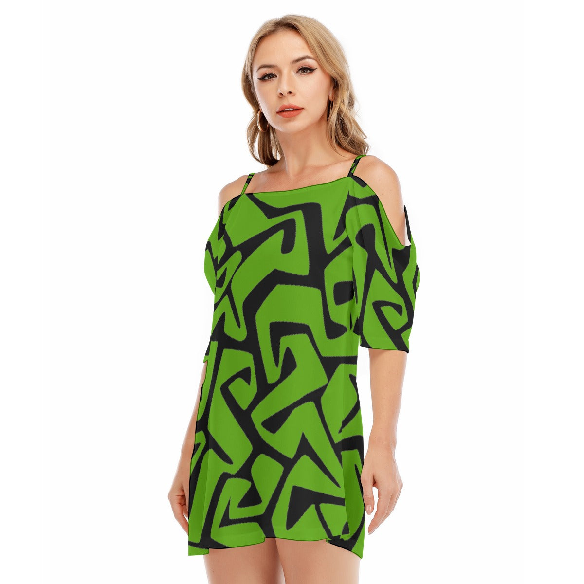 All-Over Print Women's Off-shoulder Cami Dress