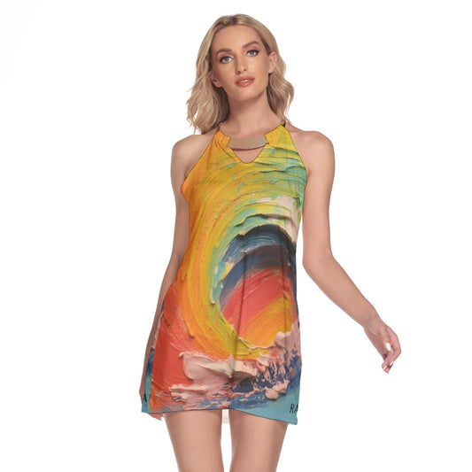 All-Over Print Women's Round Neck Above Knee Dress