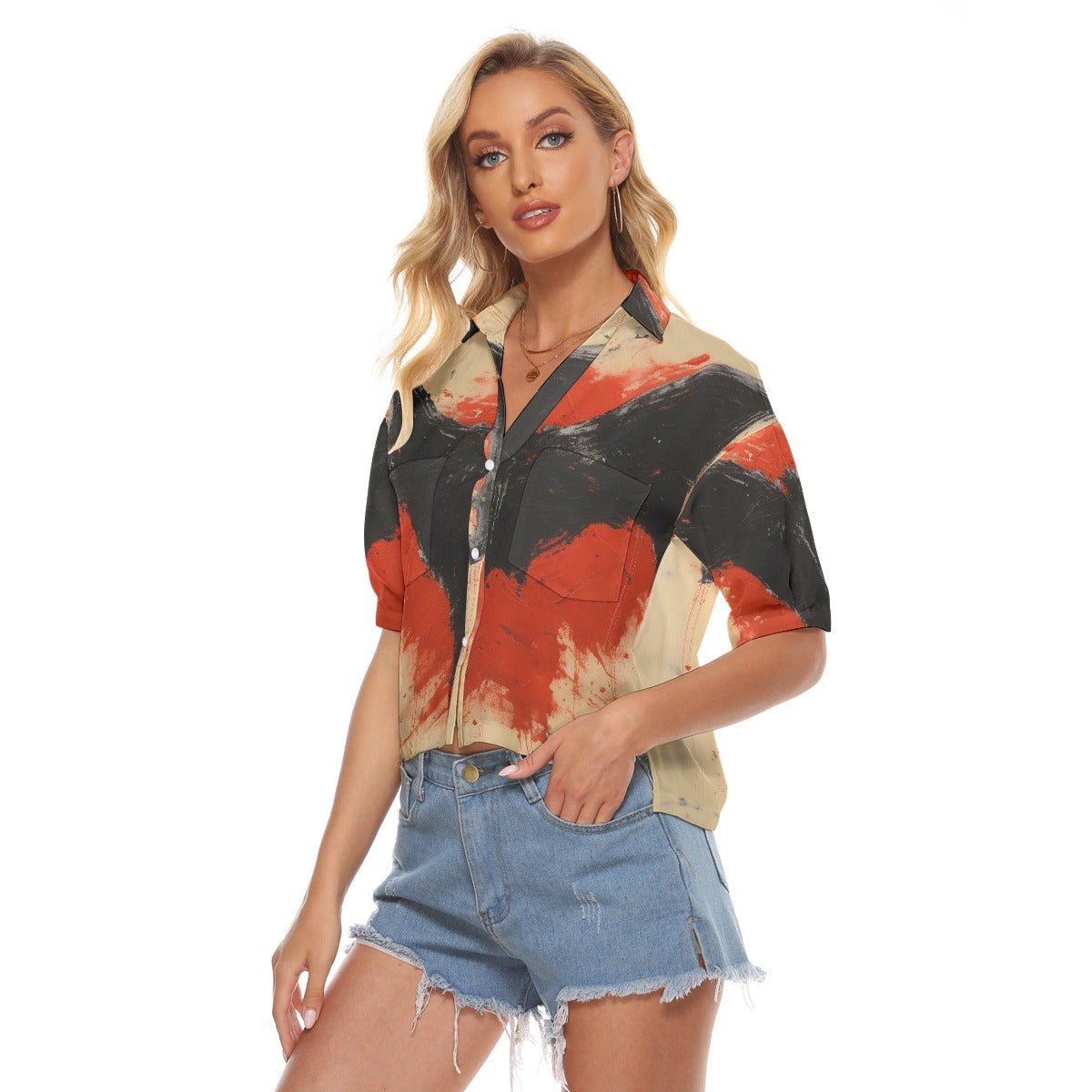 All-Over Print Women's V-neck Shirts