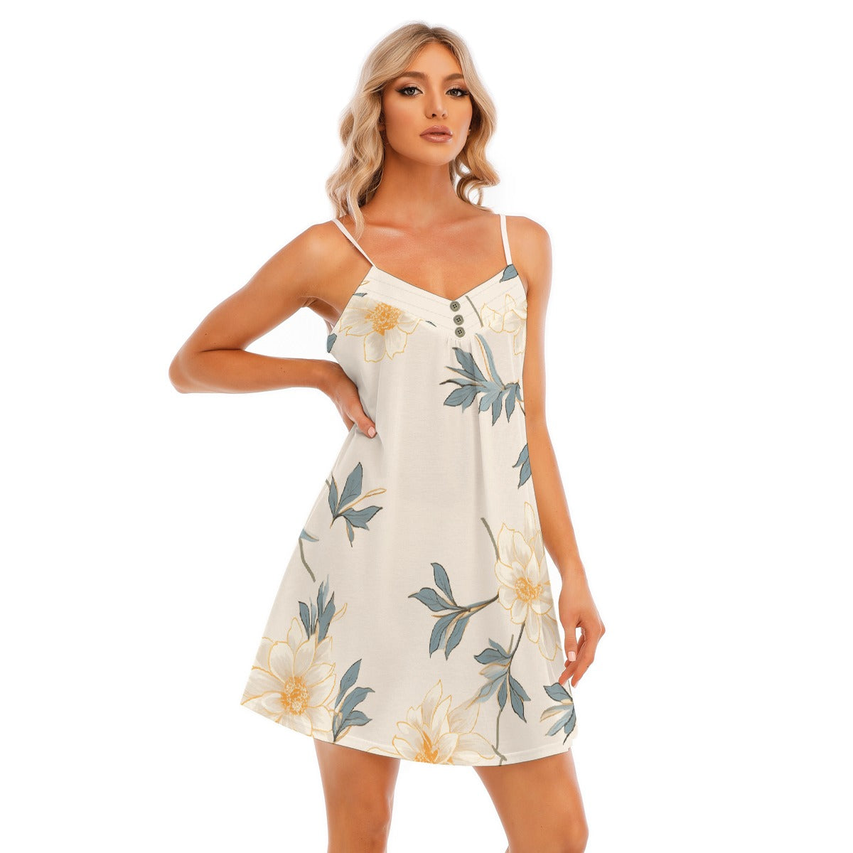 All-Over Print Women's V-neck Cami Dress