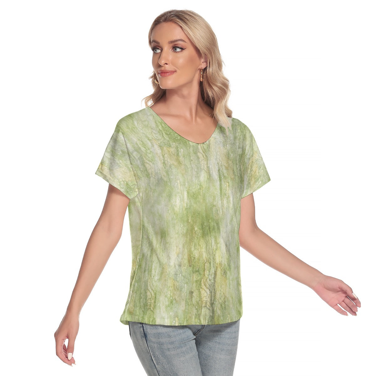 All-Over Print Women's Loose V-neck Short Sleeve T-shirt