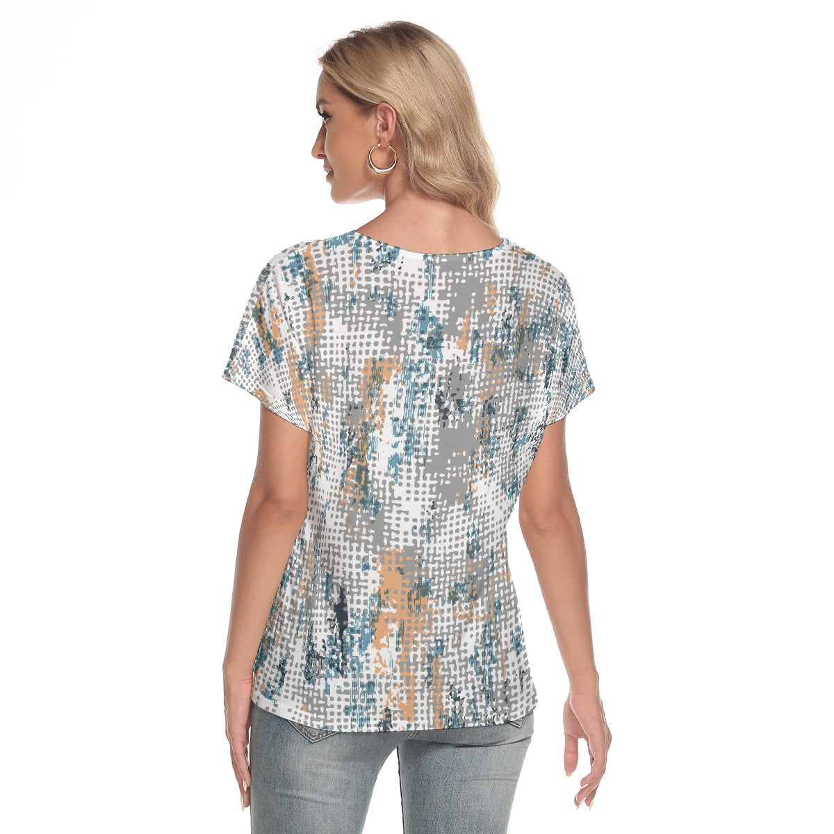 All-Over Print Women's Loose V-neck Short Sleeve T-shirt