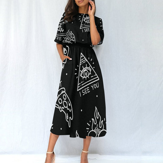 All-Over Print Women's Elastic Waist Dress