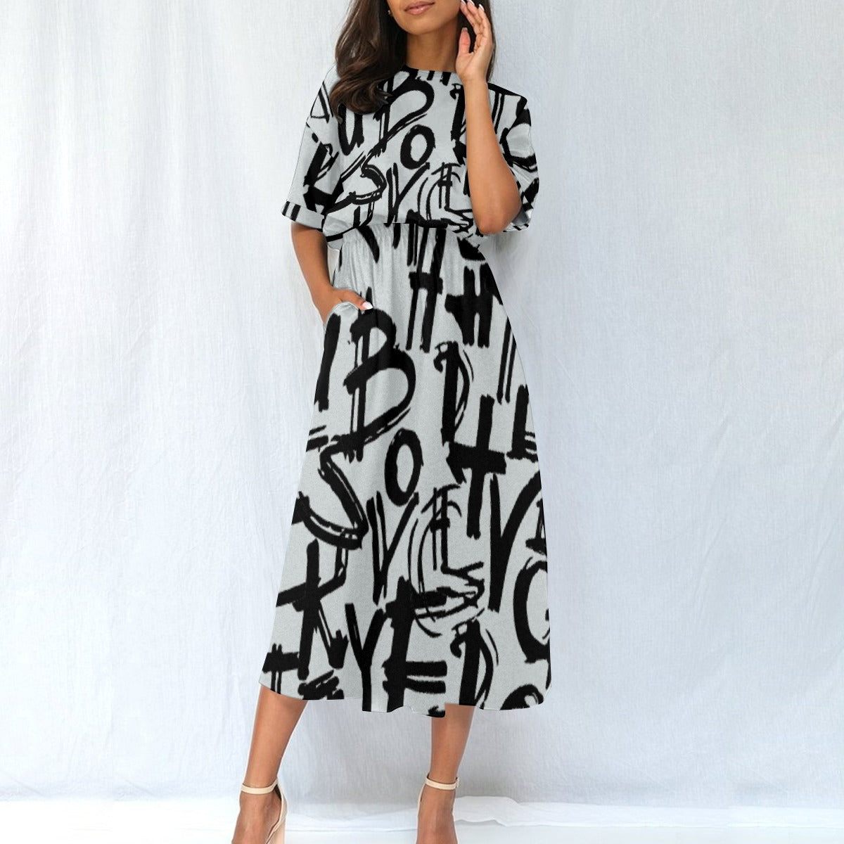 All-Over Print Women's Elastic Waist Dress