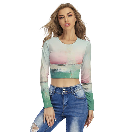 All-Over Print Women's Round Neck Crop Top T-Shirt