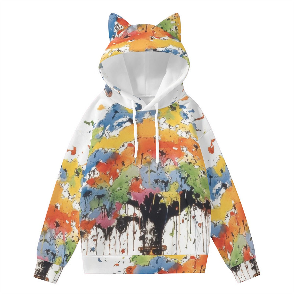 All-Over Print Women’s Hoodie With Decorative Ears