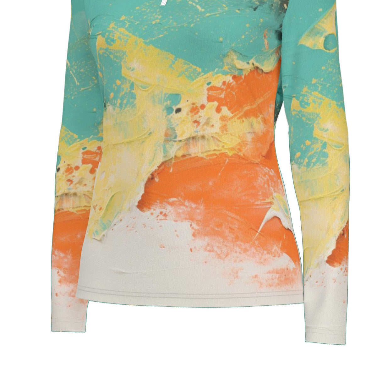 All-Over Print Women's Sports Collar Jersey With Long Sleeve