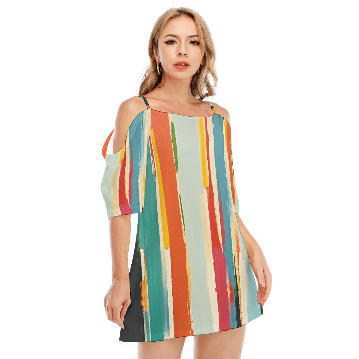 All-Over Print Women's Off-shoulder Cami Dress