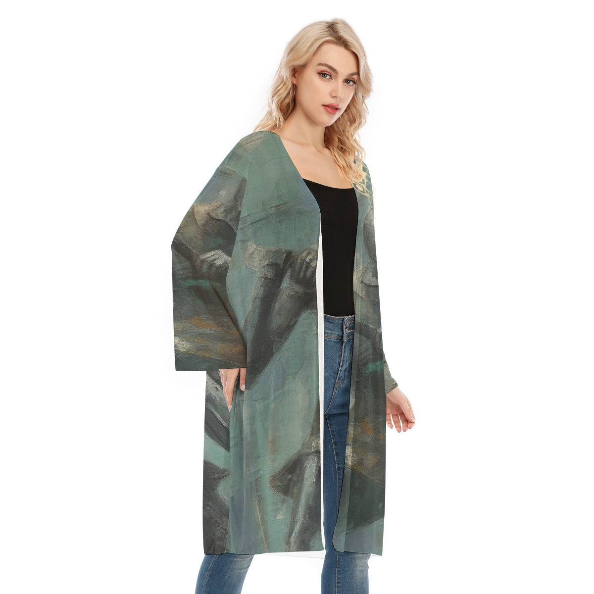 All- Over Print Women's Long Sleeve Mesh Cardigan