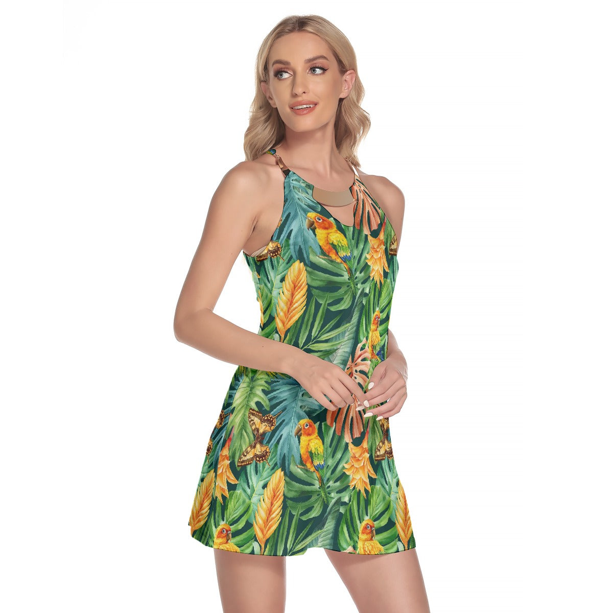 All-Over Print Women's Round Neck Above Knee Dress