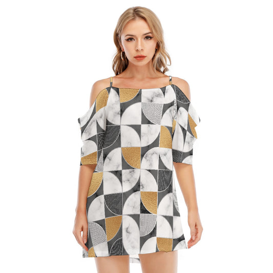 All-Over Print Women's Off-shoulder Cami Dress