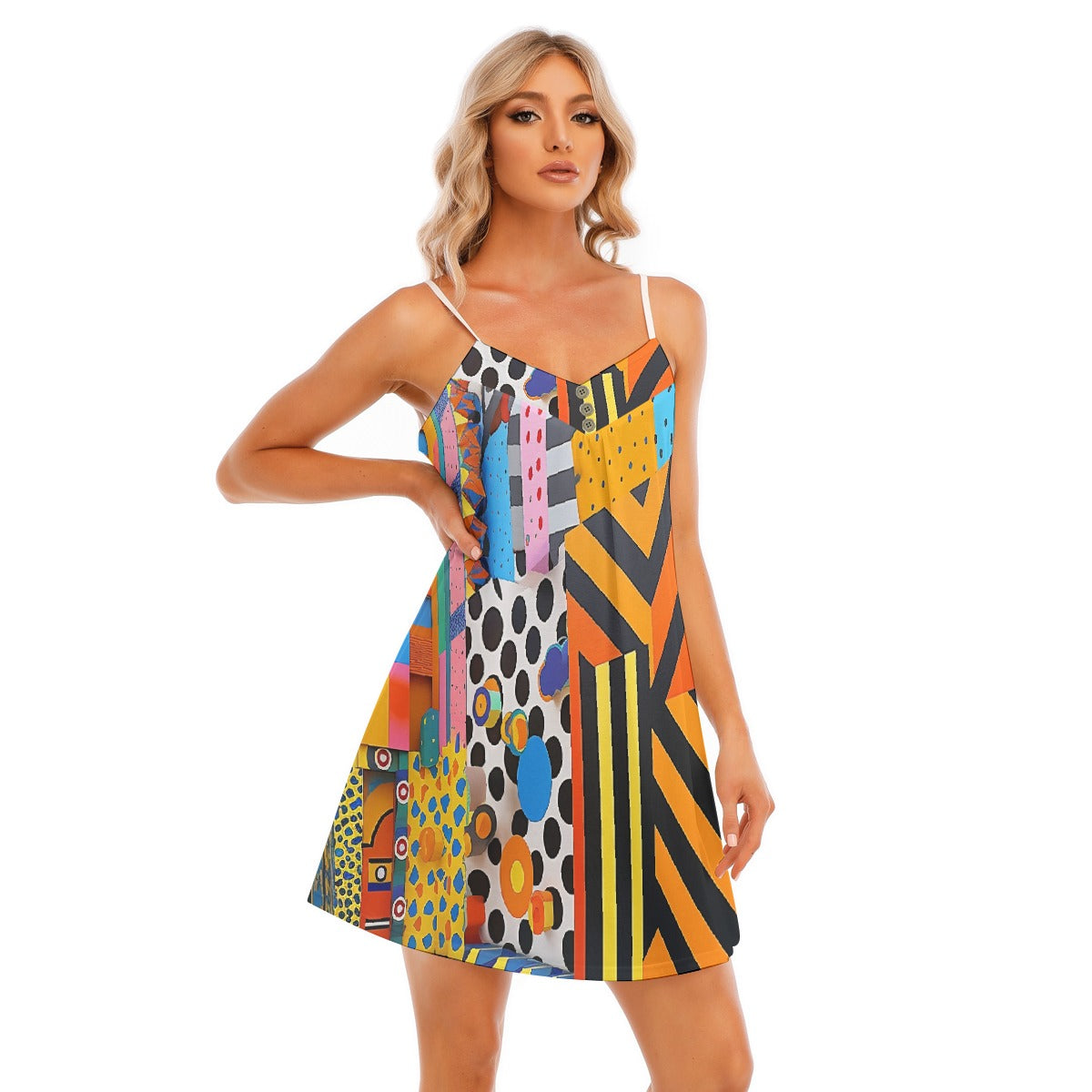 All-Over Print Women's V-neck Cami Dress