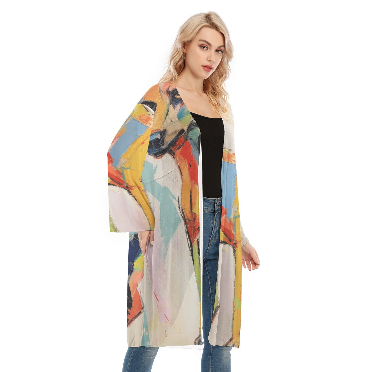 All- Over Print Women's Long Sleeve Mesh Cardigan