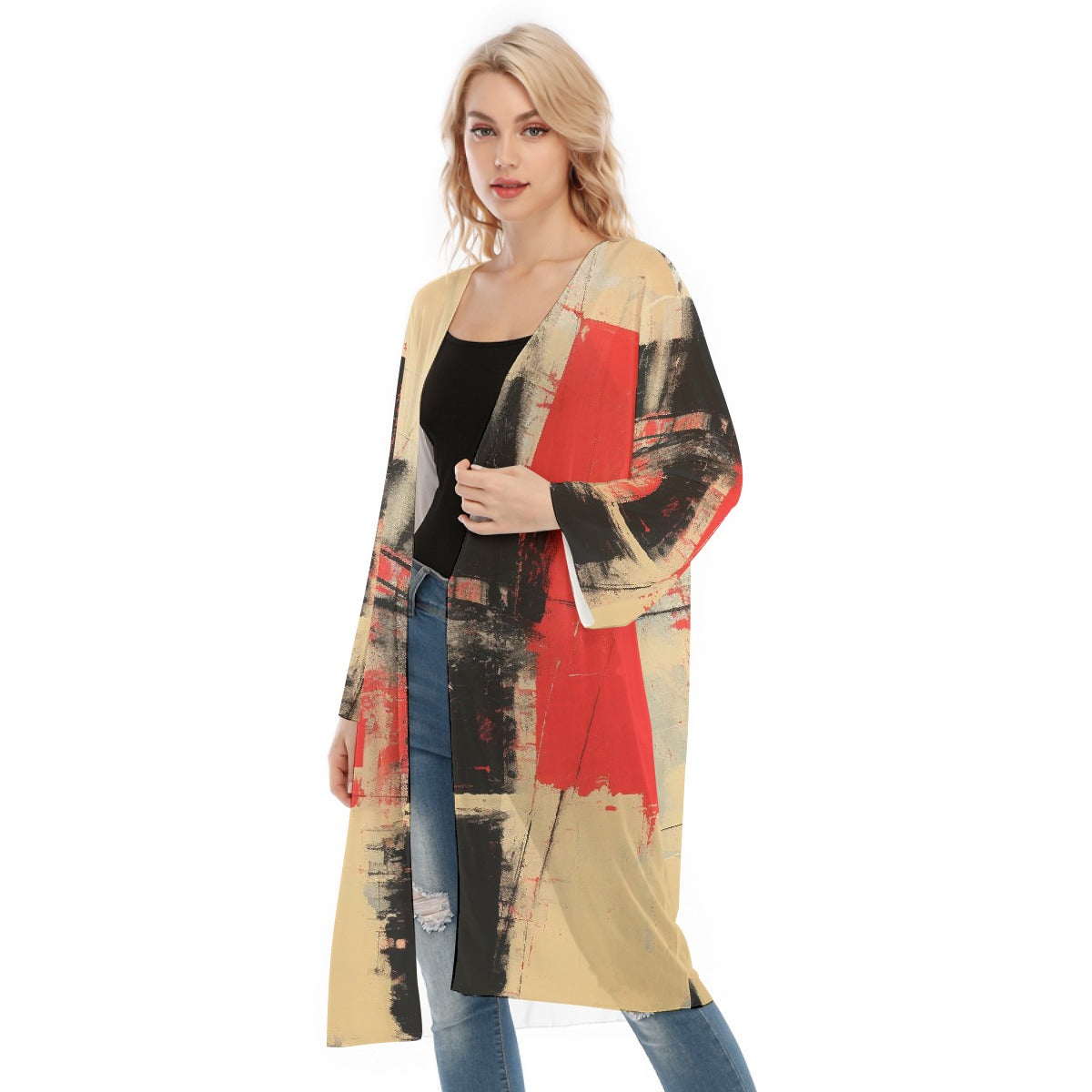 All- Over Print Women's Long Sleeve Mesh Cardigan