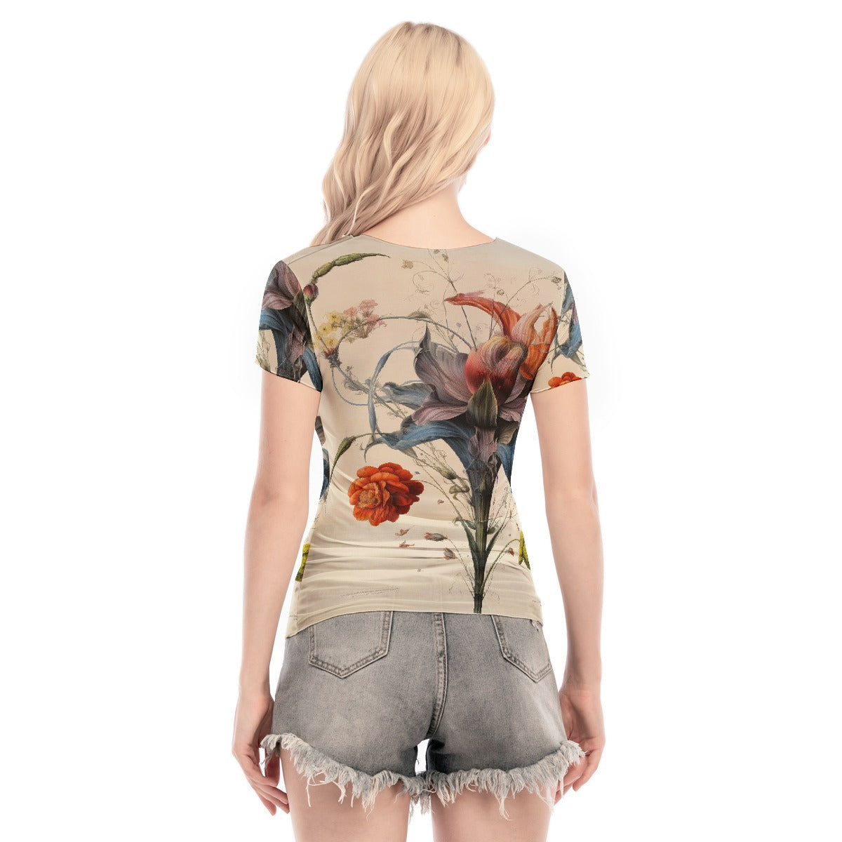 All-Over Print Women's Short Sleeve Mesh Blouse