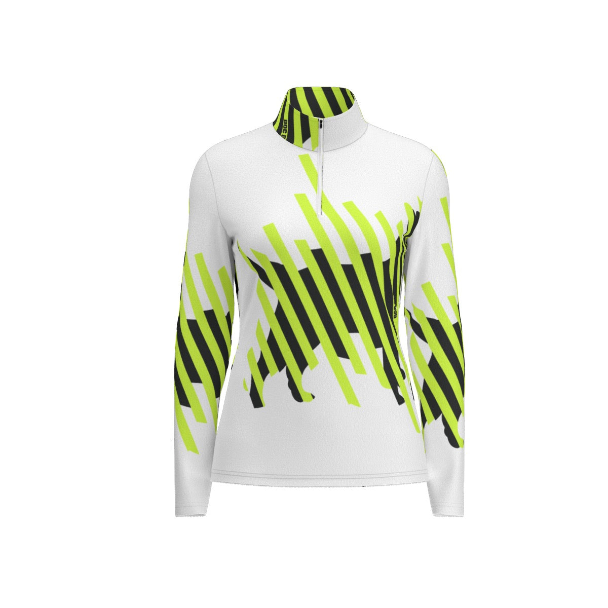 All-Over Print Women's Sports Collar Jersey With Long Sleeve