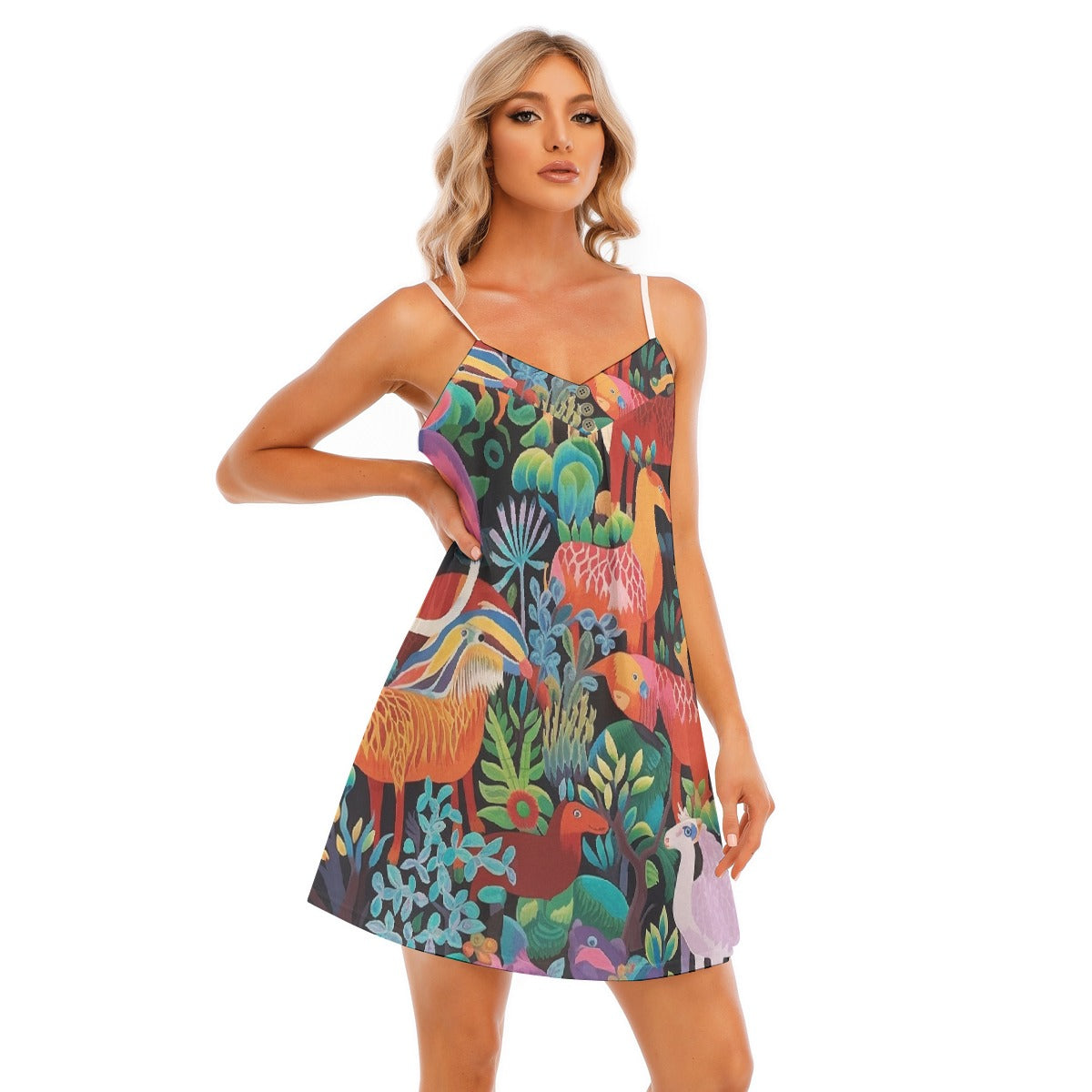 All-Over Print Women's V-neck Cami Dress