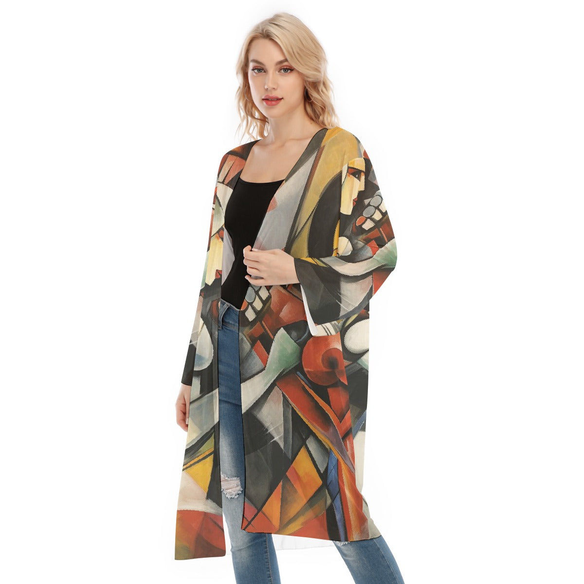 All- Over Print Women's Long Sleeve Mesh Cardigan