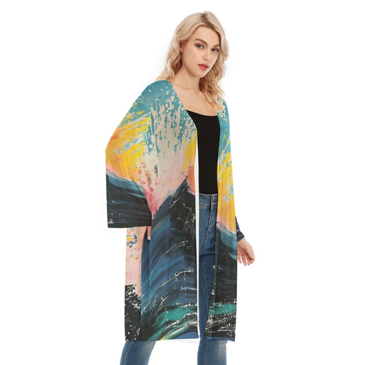 All- Over Print Women's Long Sleeve Mesh Cardigan