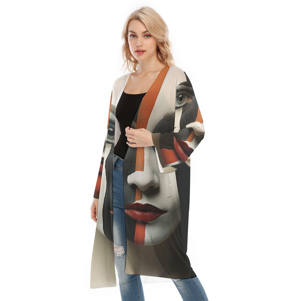 All- Over Print Women's Long Sleeve Mesh Cardigan