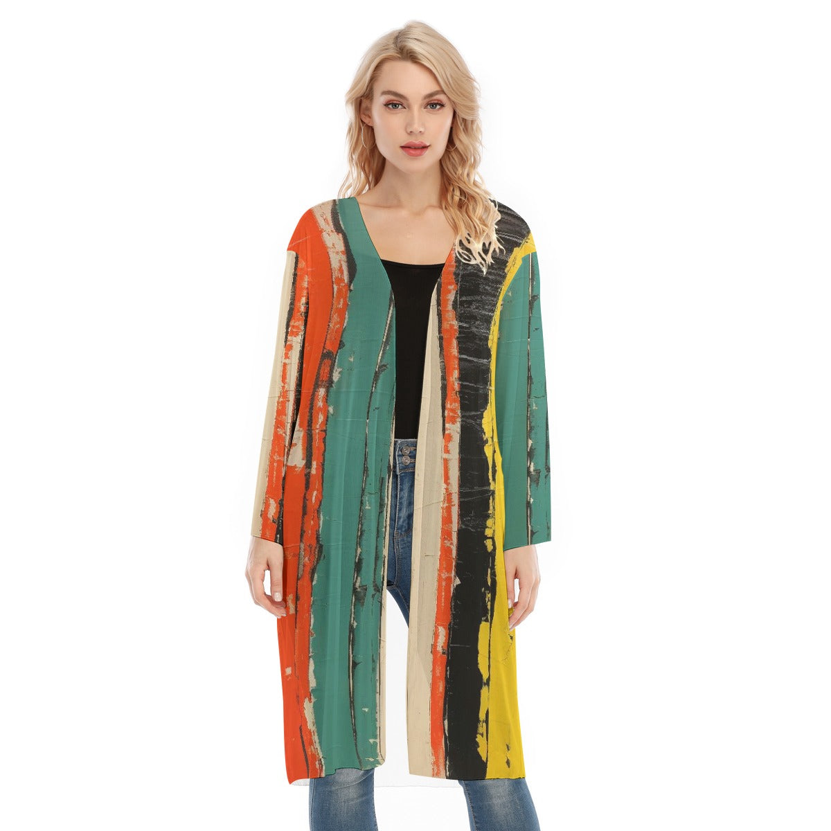 All- Over Print Women's Long Sleeve Mesh Cardigan