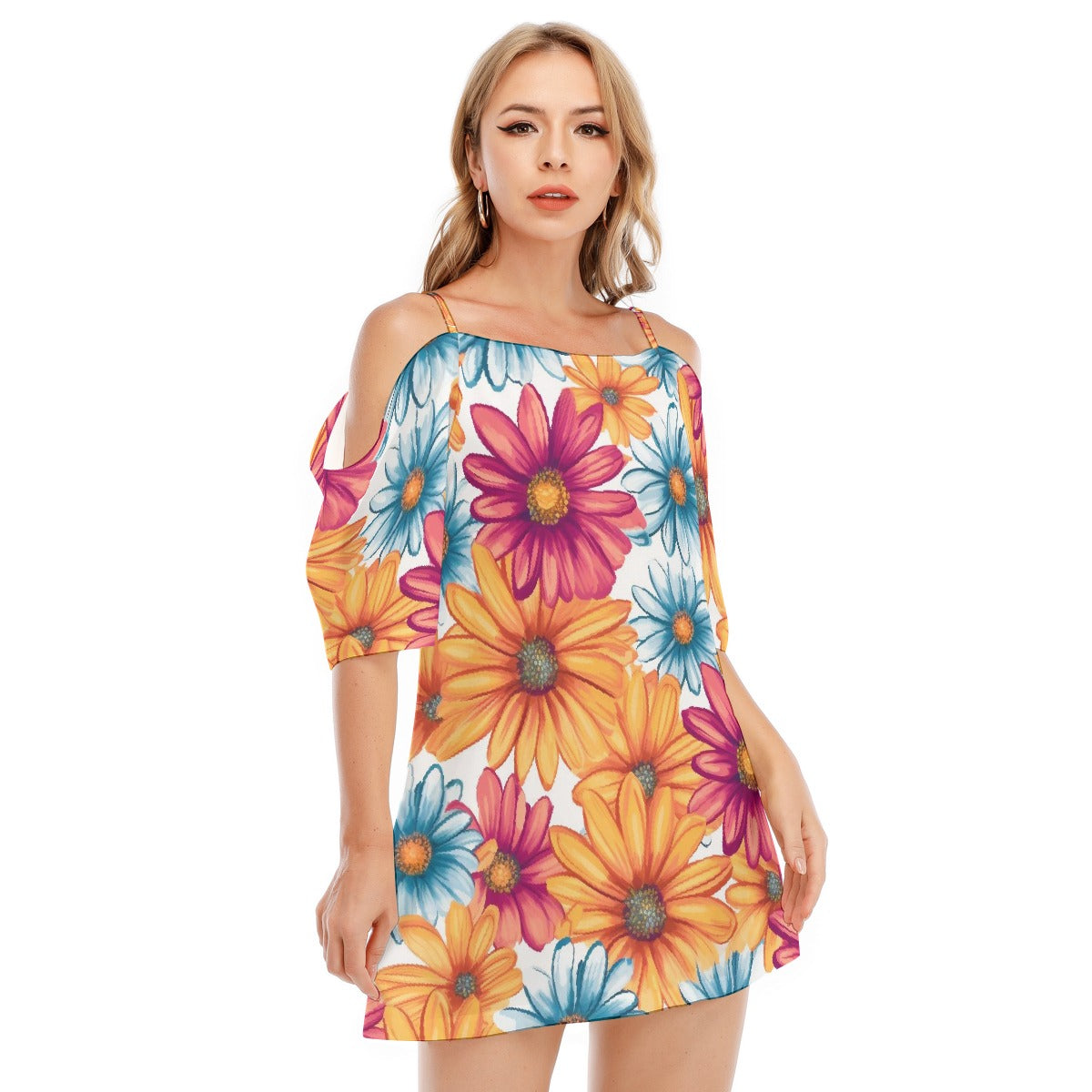 All-Over Print Women's Off-shoulder Cami Dress