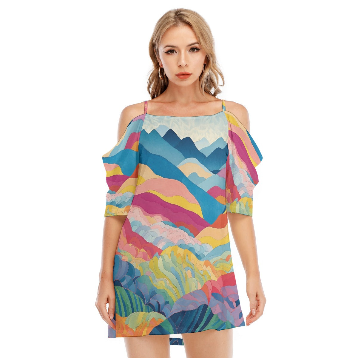 All-Over Print Women's Off-shoulder Cami Dress