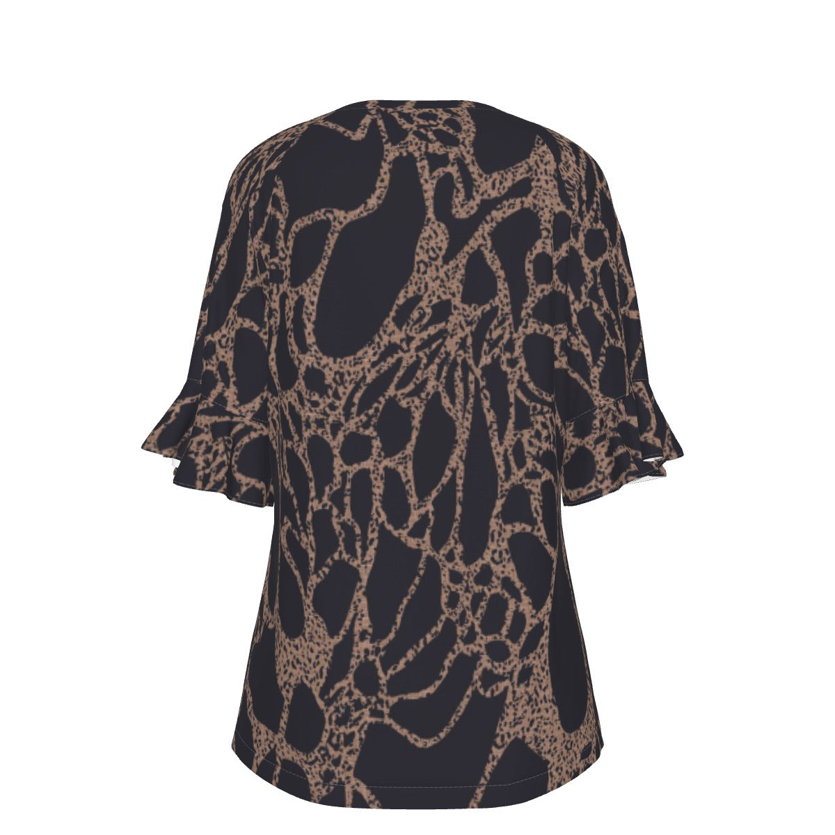 All-Over Print V-neck Women's T-shirt With Bell Sleeve