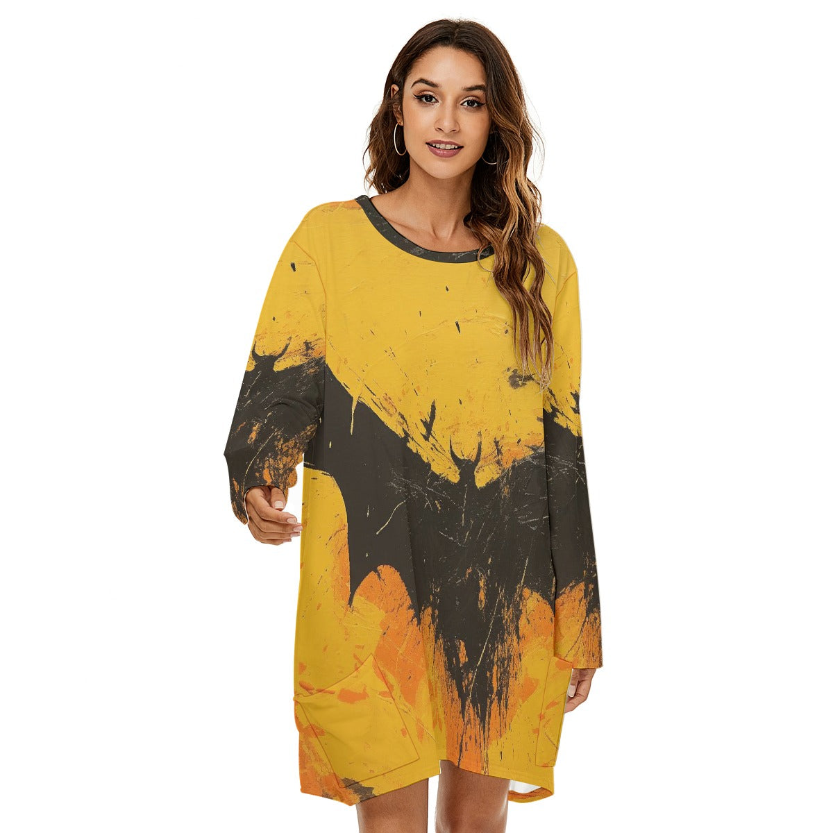 All-Over Print  Women's Loose Crew Neck Dress