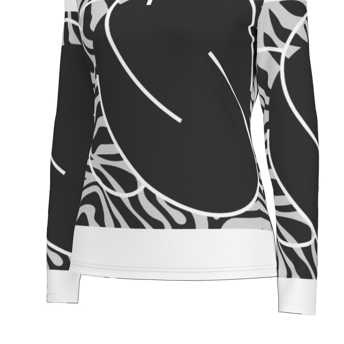 All-Over Print Women's Sports Collar Jersey With Long Sleeve