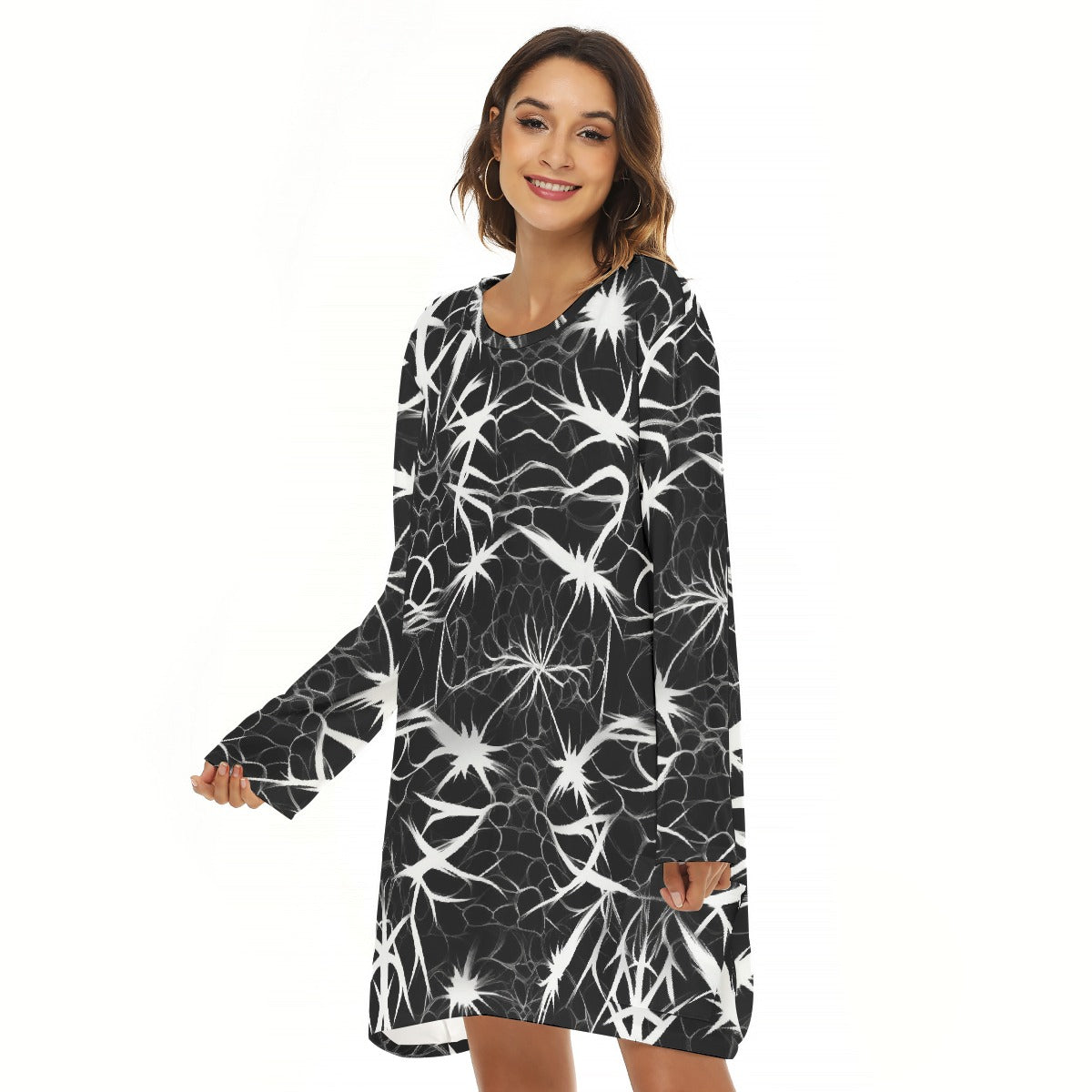 All-Over Print  Women's Loose Crew Neck Dress