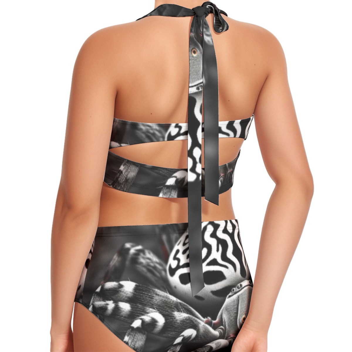 All-Over Print Women's Swimsuit Set With Halter