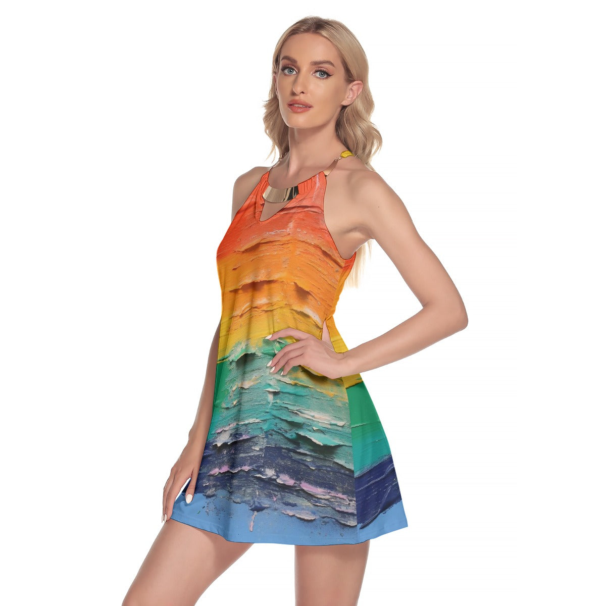 All-Over Print Women's Round Neck Above Knee Dress