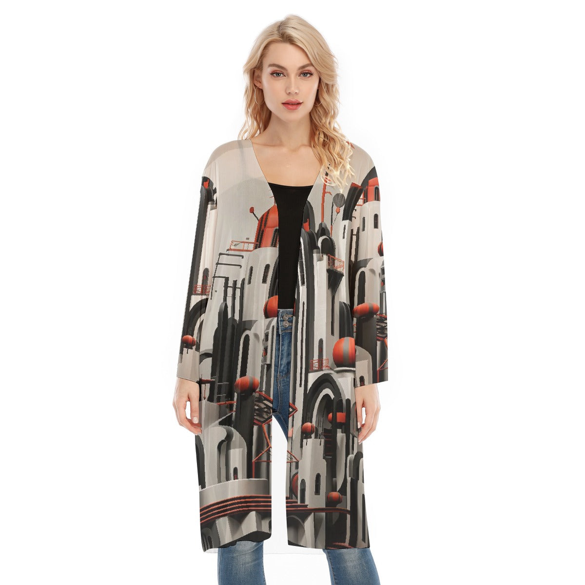 All- Over Print Women's Long Sleeve Mesh Cardigan