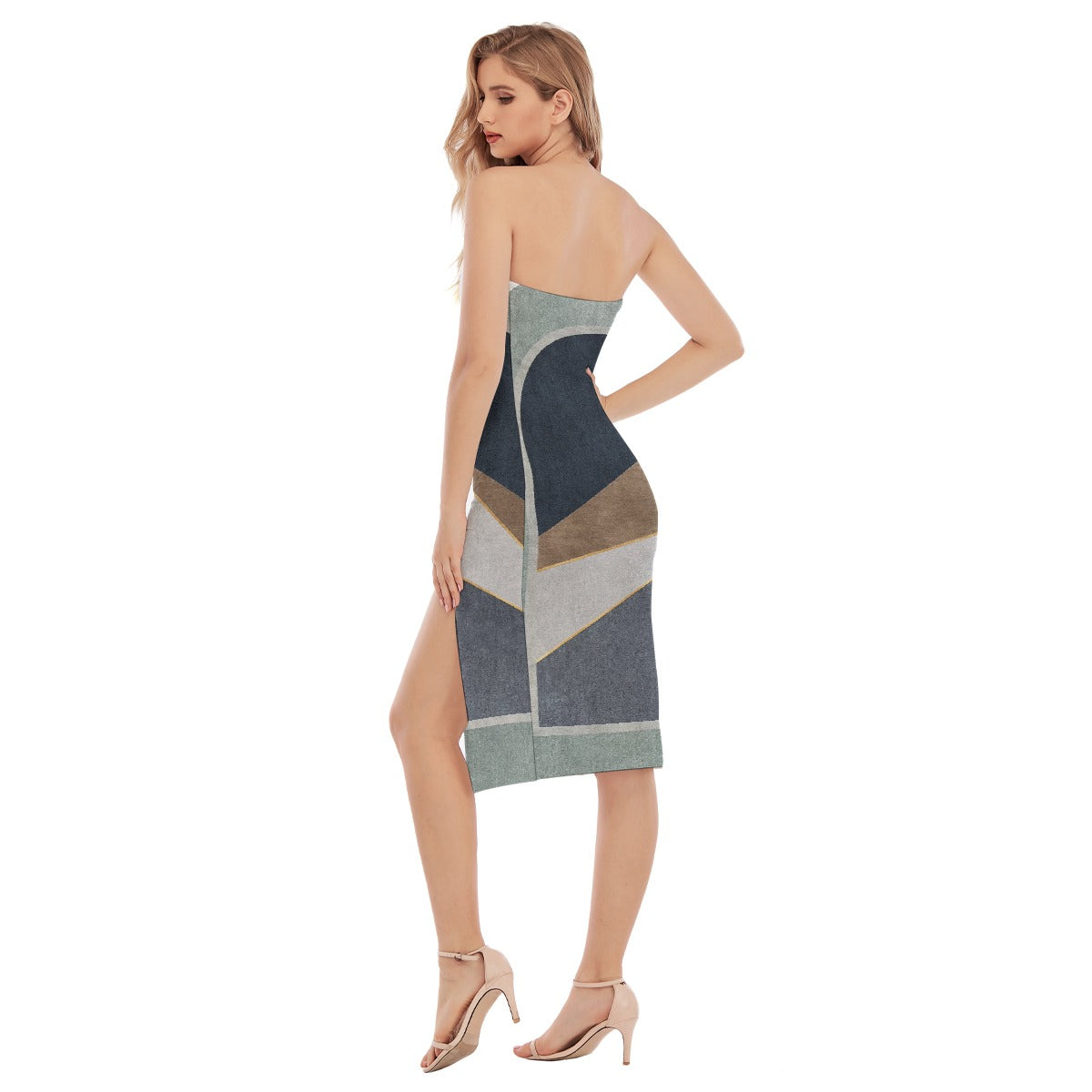 All-Over Print Women's Side Split Tube Top Dress