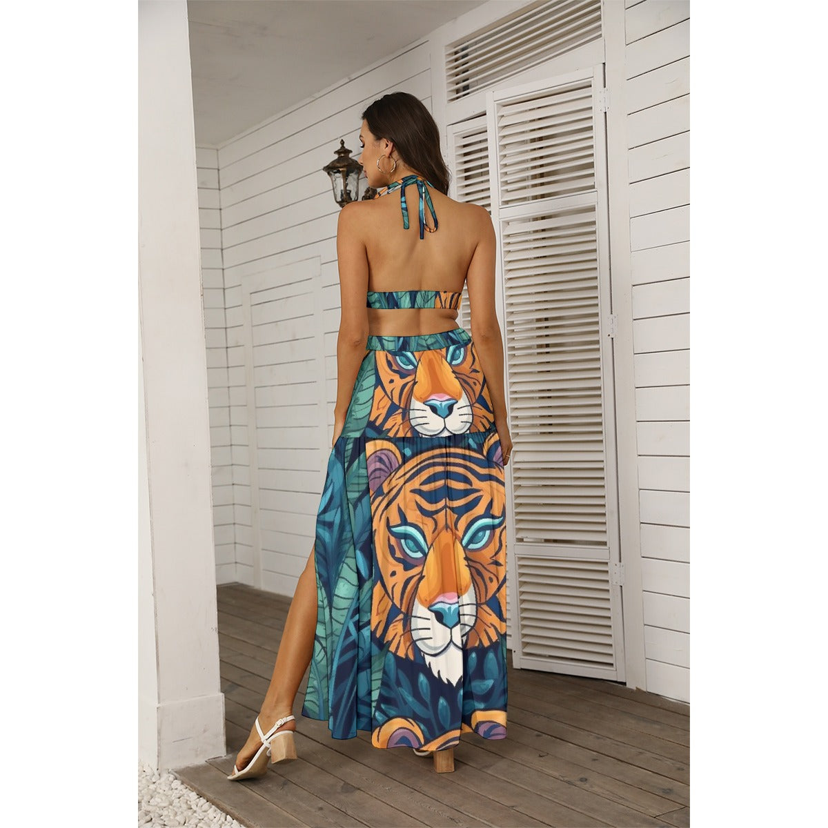 All-Over Print Women's Tie Back Wrap Dress