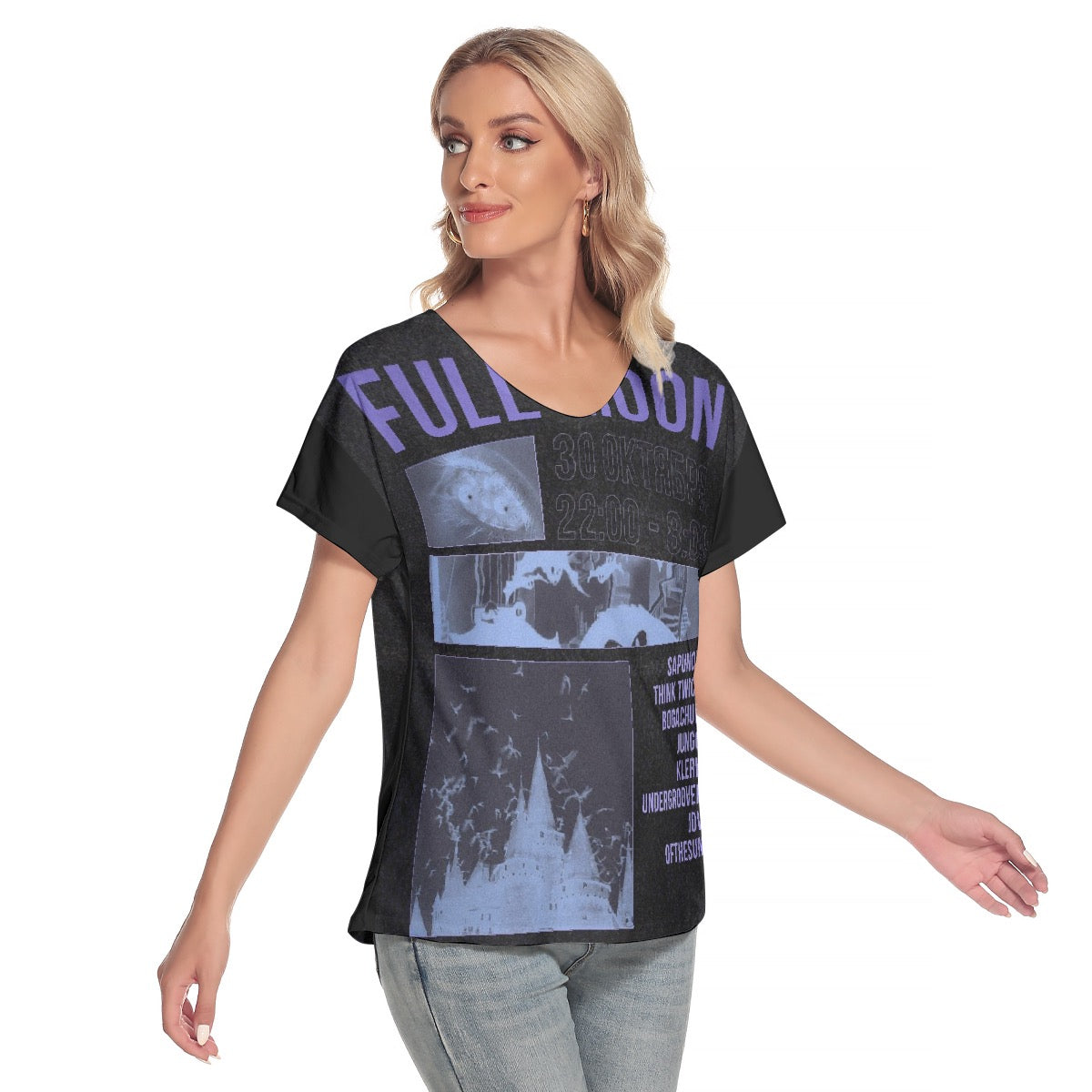 All-Over Print Women's Loose V-neck Short Sleeve T-shirt