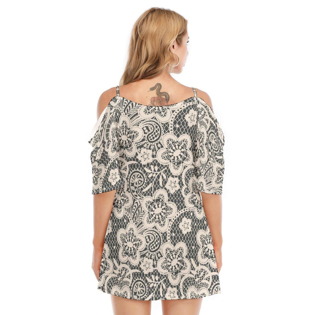 All-Over Print Women's Off-shoulder Cami Dress