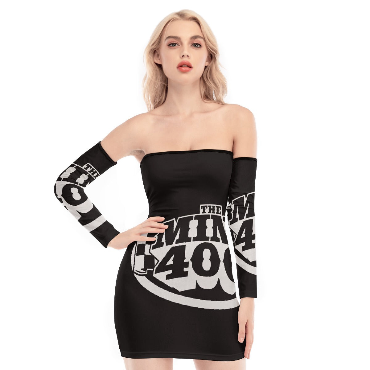 All-Over Print Women's Off-shoulder Back Lace-up Dress