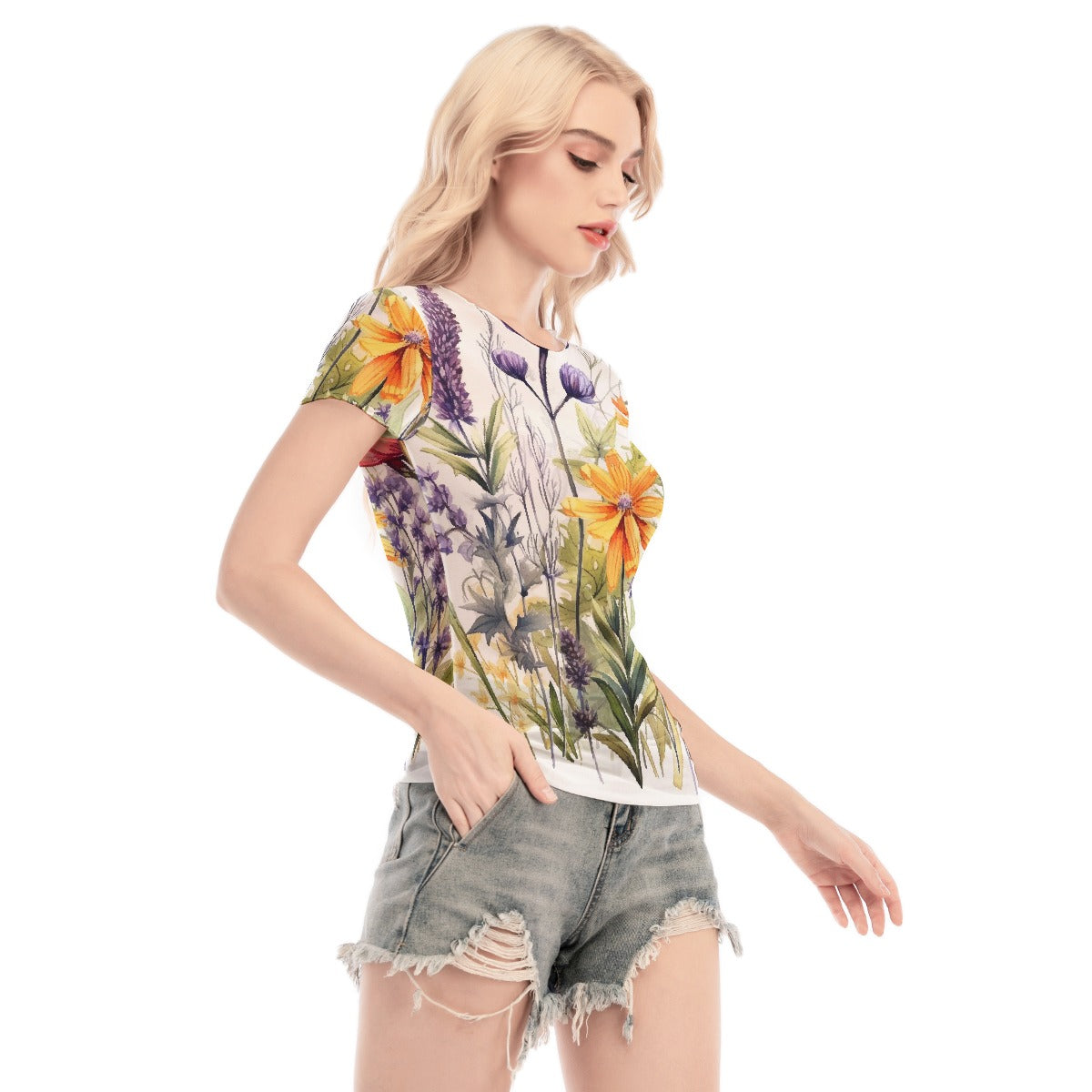 All-Over Print Women's Short Sleeve Mesh Blouse