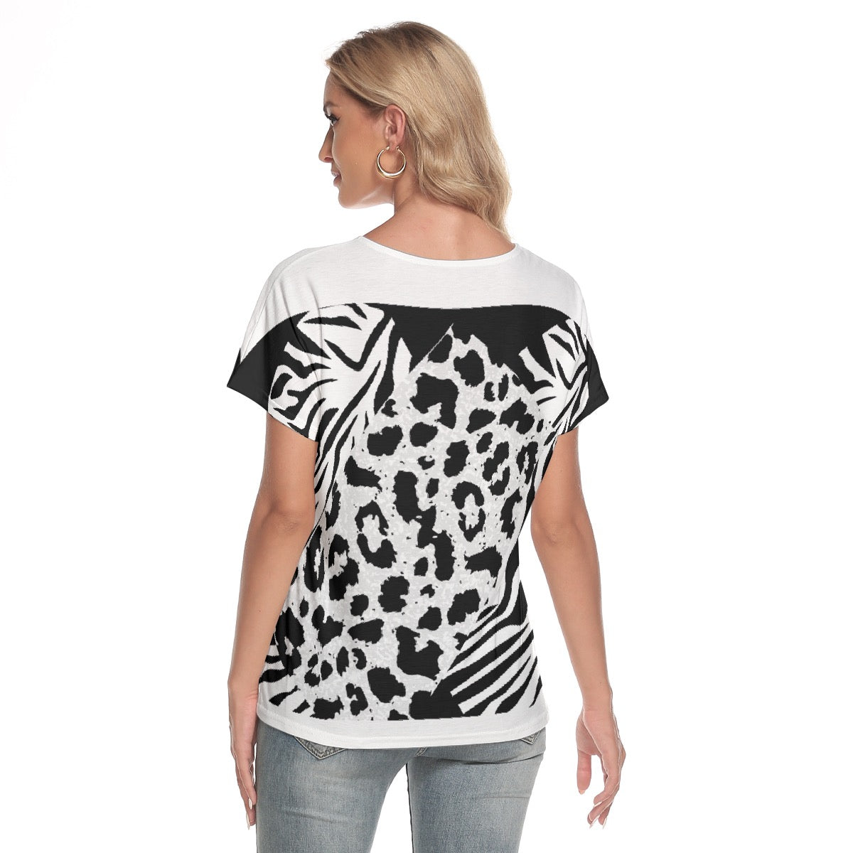 All-Over Print Women's Loose V-neck Short Sleeve T-shirt