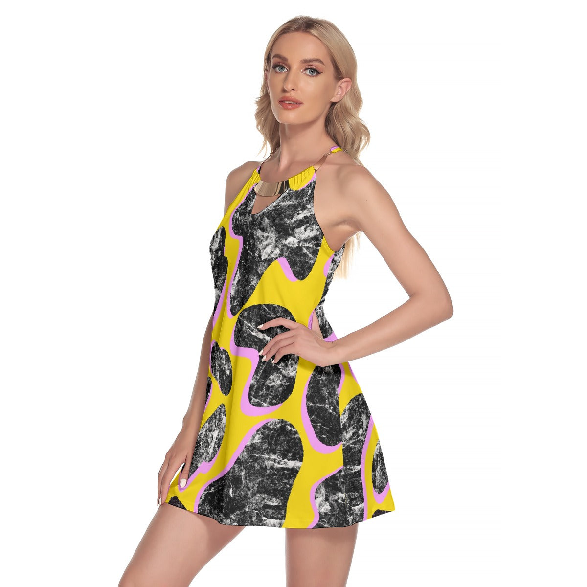 All-Over Print Women's Round Neck Above Knee Dress