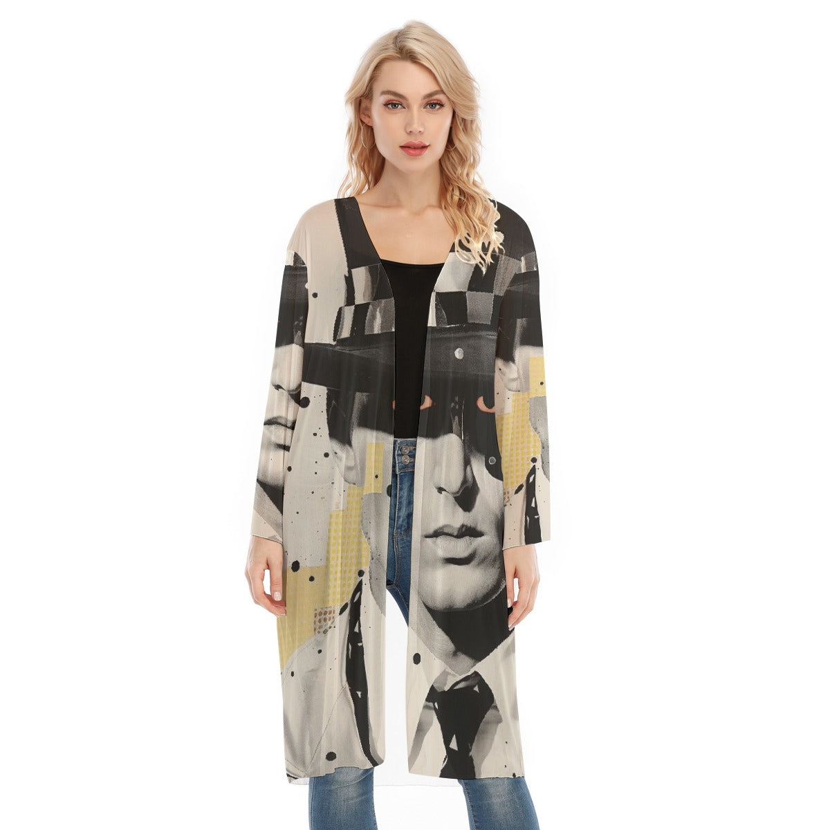 All- Over Print Women's Long Sleeve Mesh Cardigan