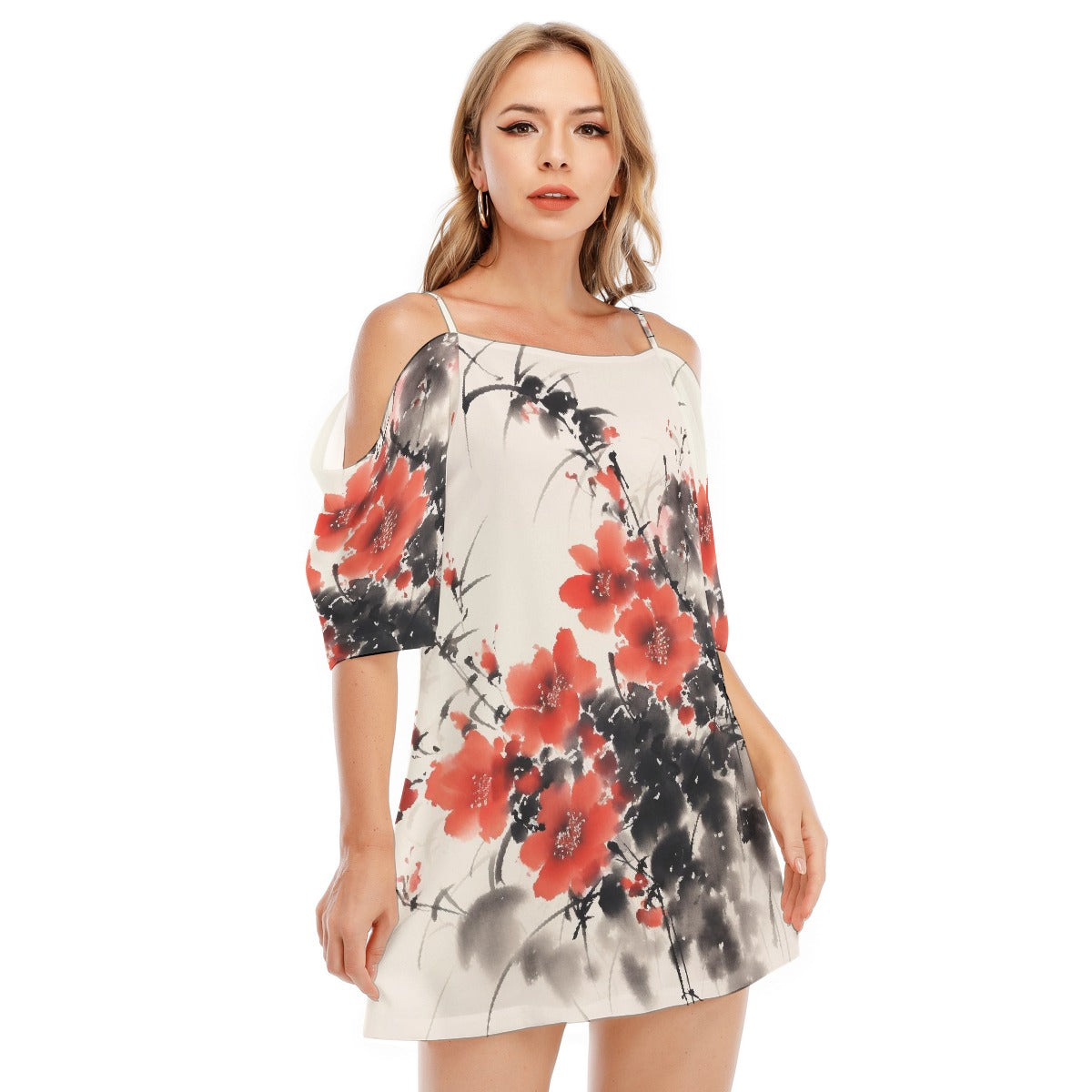 All-Over Print Women's Off-shoulder Cami Dress