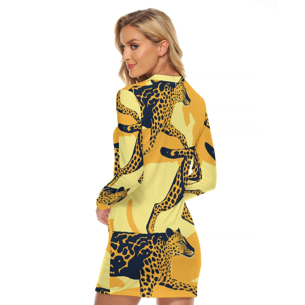 All-Over Print Women's Zip Front Tight Dress