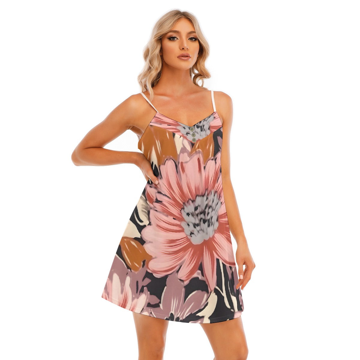 All-Over Print Women's V-neck Cami Dress