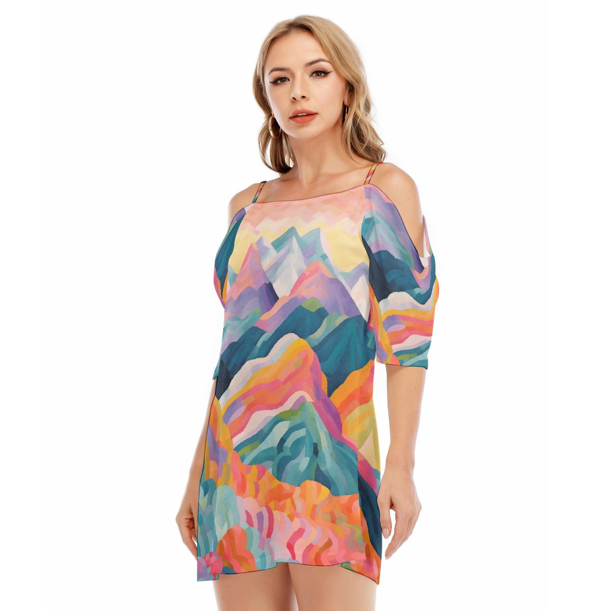 All-Over Print Women's Off-shoulder Cami Dress