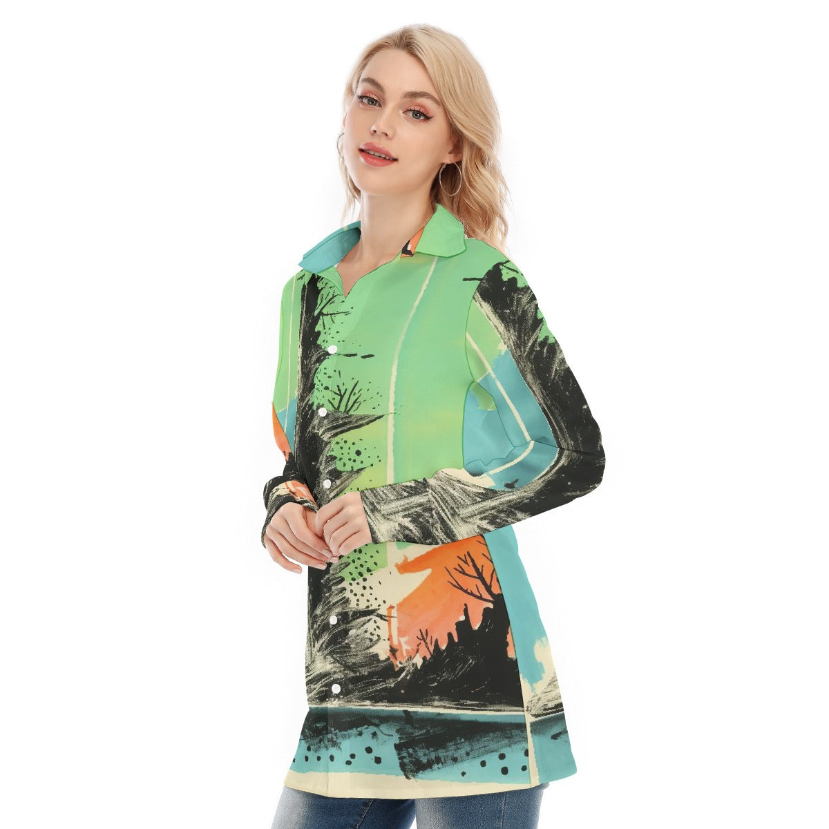 All-Over Print Women's Long Shirt