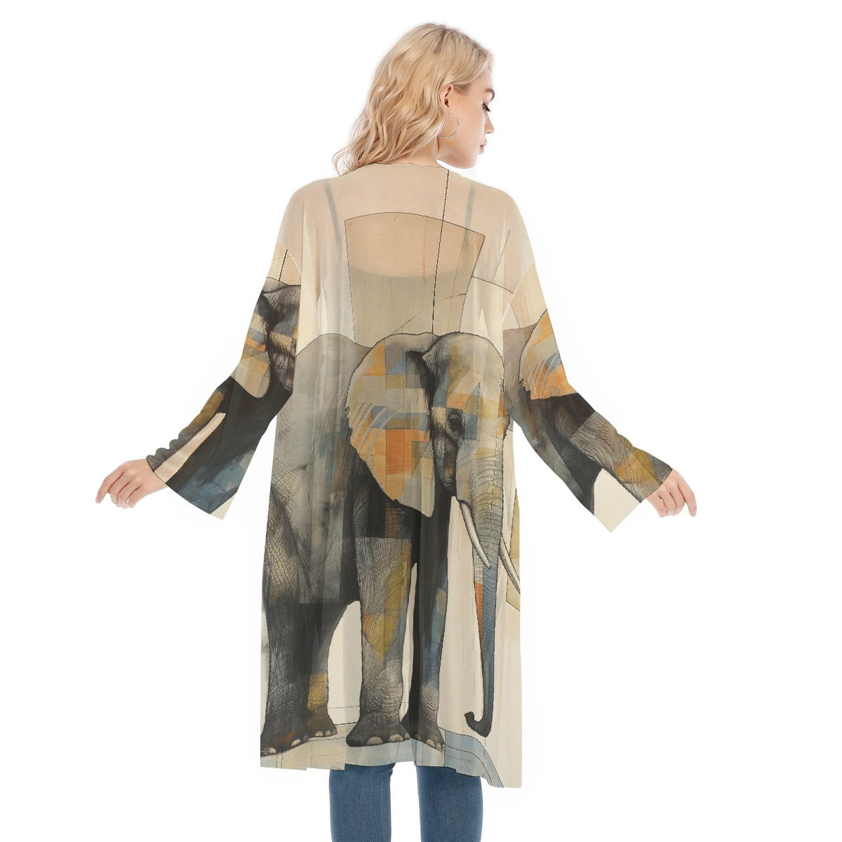 All- Over Print Women's Long Sleeve Mesh Cardigan